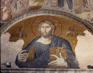 Krisztus Pantokrátor, avagy a dicsőségben lévő Krisztus ábrázolása (1310-1320 közötti mozaik)