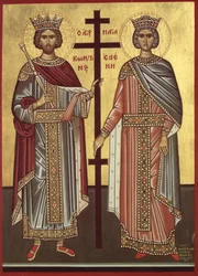 Konstantin császár és anyja, Heléna konstantinápolyi császárné (nyomtatás)