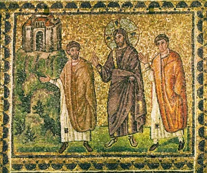 Krisztus megjelenik az apostoloknak az emmauszi úton, 6. század (mozaik)