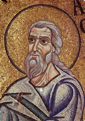 Habacuc próféta (Habacuc, Habacuc, Habakuk, Abakuk, Havakuk) (Kr. e. 7. század). Bizánci mester alkotása, mozaik, a velencei Szent Márk-bazilika díszítésének részlete (Olaszország)