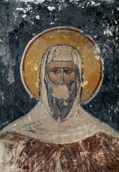 Apostol, freskó a Szent Apostolok bizánci templomában az athéni Agorában, Görögország