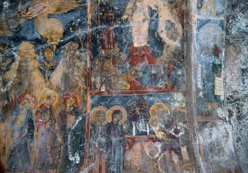 Freskó a Metamorphosis templomban, Sotiros, Voutas, Kréta, Görögország (fotó)