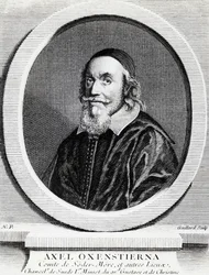 Axel Oxenstierna Gustafsson (1583-1654), a Svéd Királyság kancellárjának portréja, metszet