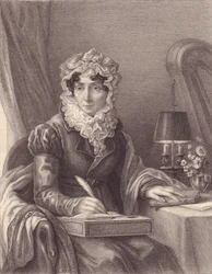 Stephanie-Felicite francia írónő, Ducrest de Saint Aubin, Madame de Genlis (1746-1830) portréja, metszet