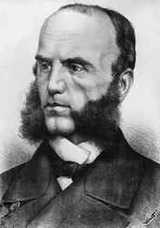 Wilhelm von Tegetthoff (1827-1871) osztrák tengernagy portréja, 1864-ben a második schleswigi háború és 1866-ban az osztrák-porosz háború idején haditengerészeti erők parancsnoka volt, Watt rajza után metszett.