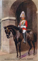 Mounted Sentry 1. Life Guards, Whitehall, 1933.