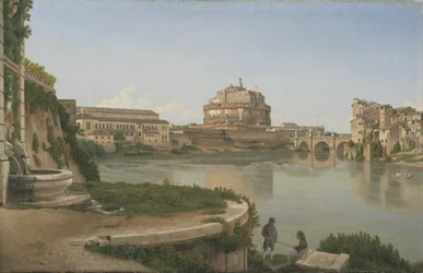Kilátás a Tiberisre a Trasteverétől a Castel S. Angelo felé