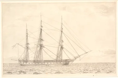 A Freia fregatt horgonyban.