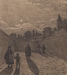 Holdfény egy út felett. Illusztráció a "Lineáris perspektívához", IV. tábla