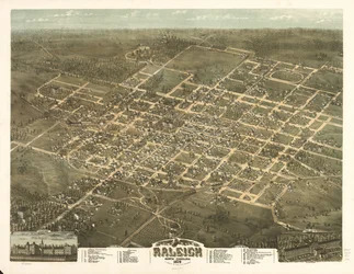 Madártávlatból Raleigh városa, Észak-Karolina 1872.