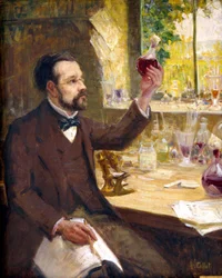 Louis Pasteur a szőlőlé erjesztését tanulmányozza