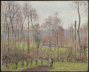 Nyárfák, szürke időjárás, Eragny, 1895