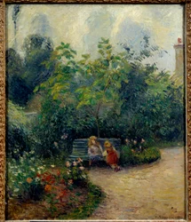 Kertsarok az Ermitázsnál (a Mathurinok kertje) Camille Pissarro (1830-1903) festménye 1877. Méret: 0,55 x 0,46 m Párizs, musee d