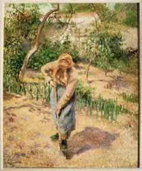 Gazdasszony ás a gyümölcsösben (olaj, vászon)