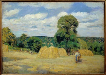 A betakarítás Montfoucault-ban Mayenne-ben Camille Pissarro (1830-1903) festménye 1876 V. 0,65x0,92 m Párizs, Muse d