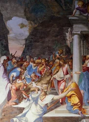 Lázár feltámadása, Camillo Boccaccino (1501-1546) freskója, Szent Sigismondo templom, Cremona, Lombardia, Olaszország