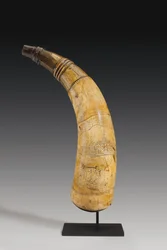 Porkürt, a St. Lawrence folyó térképével gravírozva Quebec környékén, 1759 körül (szarv) (lásd még: 997378-80)