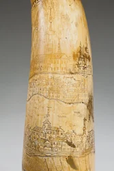 Porkürt, a St. Lawrence folyó térképével gravírozva Quebec térségében, 1759 körül (szarv) (lásd még: 997377-79)