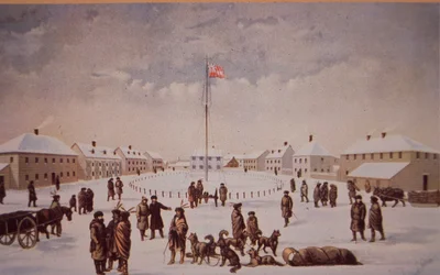 Riel lázadása Kanadában, Fort Garry, amelyet Riel 1869-ben elfoglalt, 19. század végén (olaj, vászon)