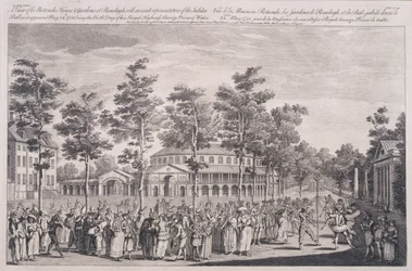 Kilátás a Rotundára, Ranelagh-házban, HRH, a walesi herceg születésnapját ünneplő bálon, 1751. május 24-én, metszett Parr