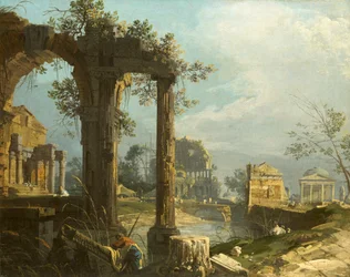Canaletto - Capriccio romos kilátással 1742-44