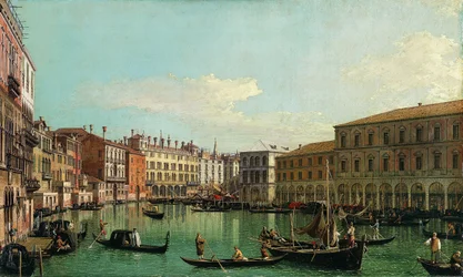 A Canal Grande, Velence, délre nézve a Rialto-híd felé, 1730-as évek.