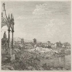 Kilátás egy városra a püspöksírral, c. 17351746.