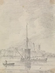 Hajók a Temzén a London Bridge közelében, 1816. október