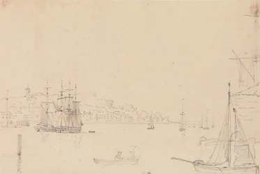 Vázlat a hajókról West Cowes közelében, Wight-szigeten