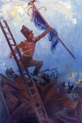 Grant elfogja a sast, Walter Wood "Grant the Grenadier" című művéből, kiadó: Routledge, 1912 körül.