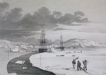 Vágás a Winter Islandbe, 1821. október, a Journal of a Second Voyage for the Discovery of a North West Passage from the Atlantic the Pacific, 1821-22-23, William Edwar előadásában.