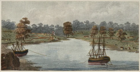 Sydney Cove, 1788 (kézzel színezett rézmetszet)