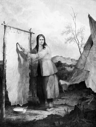 Szarvasbőrt öltöztető indiai nő, 1868.
