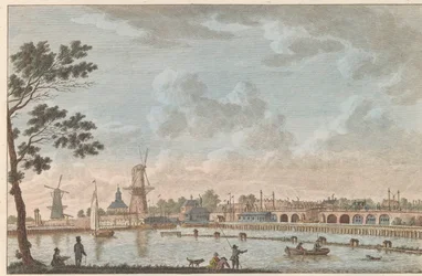 Gezicht op de Hogesluis, kb. 1790 Hooge Amstel Sluis te Amsterdam / Magas híd, úgynevezett hoog sluis - korábban Lovers