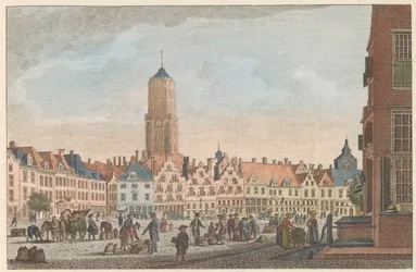 Neude Utrechtben, 1790 körül De Neude in Utrecht / Marché dite Neude à Utrecht (cím a tárgyon)