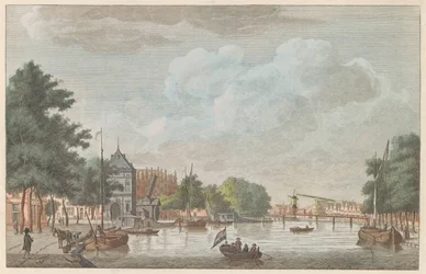 Spaarne Haarlemben, 1790 körül Het Binnen Spaarne Haarlemben / Riviere-ben ez a tartalék belső tér à Haarlem (cím a tárgyon)