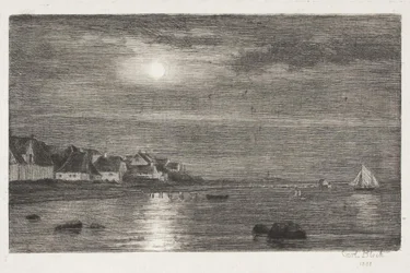 Hellebæk strandszakasz. Holdfény