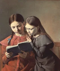 A művész Signe és Henriette nevű nővérei könyvet olvasnak, 1826