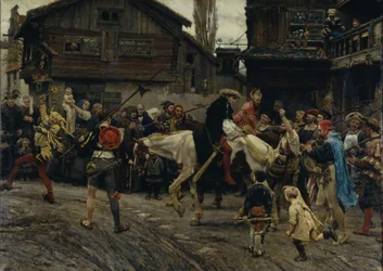 Peder Sunnanvader és Knut mester gyalázatos belépése Stockholmba 1526-ban, 1879-ben