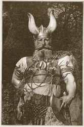 Egy viking főnök, illusztráció az "The Church of England: H.D.M. Spence-Jones, kiad. 1910 körül (szepiaszínű fotó).