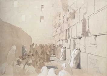 „Am Klageplatz der Juden”, Siratófal Jeruzsálemben, 1869 (papíron fehérrel megerősített ceruza és mosás)