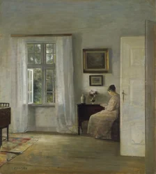 The Reader par Holsoe, Carl (1863-1935), - Olaj, fa, 70x62,5 - Magángyűjtemény