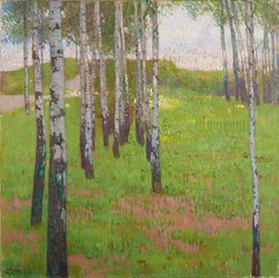 Nyírfa liget az esti fényben, 1902 körül (olaj, vászon)
