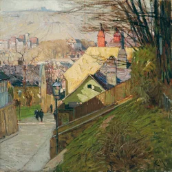 Therese Krones háza Doblingban, Bécsben, 1912-1914 körül (olaj, vászon)