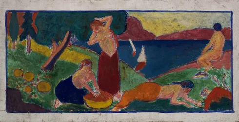 Nők tájban kék szegéllyel, 1932 előtt.