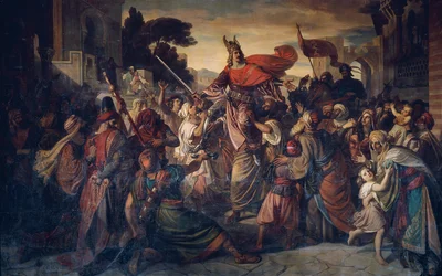 Manfred (1231-1266) fogadása a szaracénok által Luceriában 1254-ben