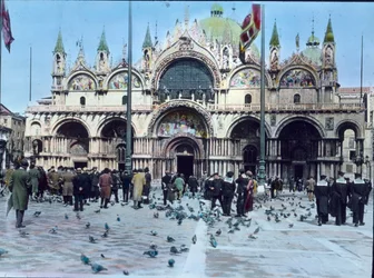 Olaszország, Velence, Szent Márk tér és Szent Márk bazilika, a kép dátuma: 1910 körül. Carl Simon Archívum