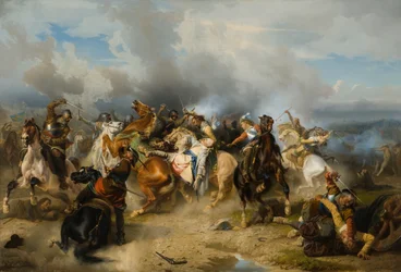 II. Gusztáv Adolf svéd király halála a lützeni csatában, 1855