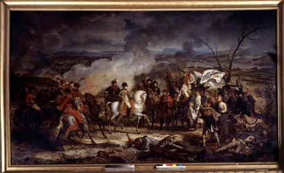 Napóleoni háború: I. Napóleon császár (1769-1821) az austerlitzi csata során 1805.02.12-én. Antoine Vernet (1758-1836) festménye 1805 Boissy Saint Leger. Chateau De Grosbois