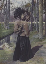 Nő a párizsi parkban (színes fotó)